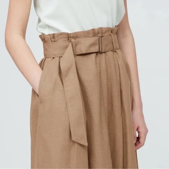Uniqlo Tan Wide Leg High-Waisted Pants Size M - Picture 3 of 9